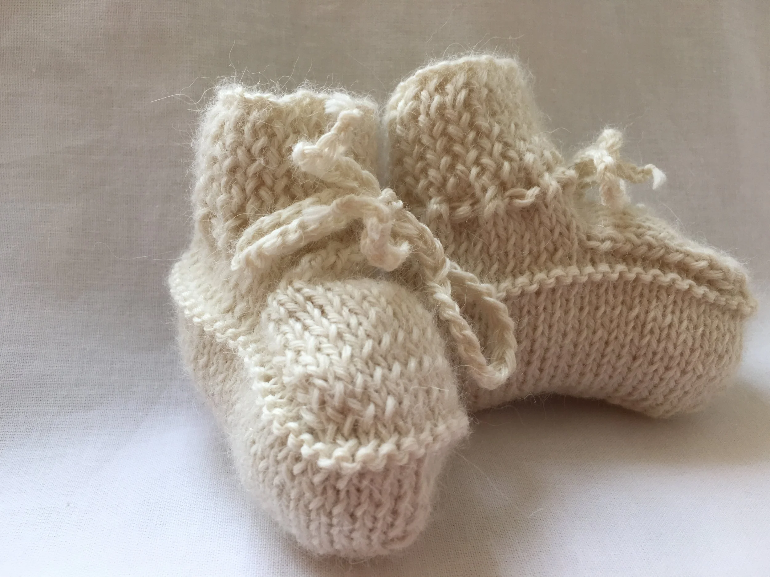 Pure Cream Alpaca Baby Booties