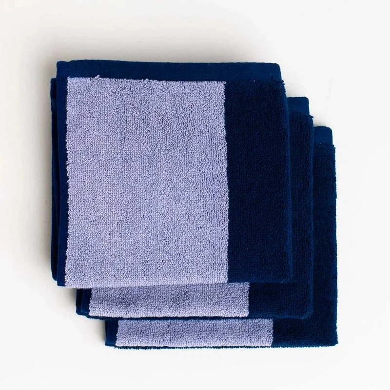 Two Tone Navy/Lilac 3 pack face cloth