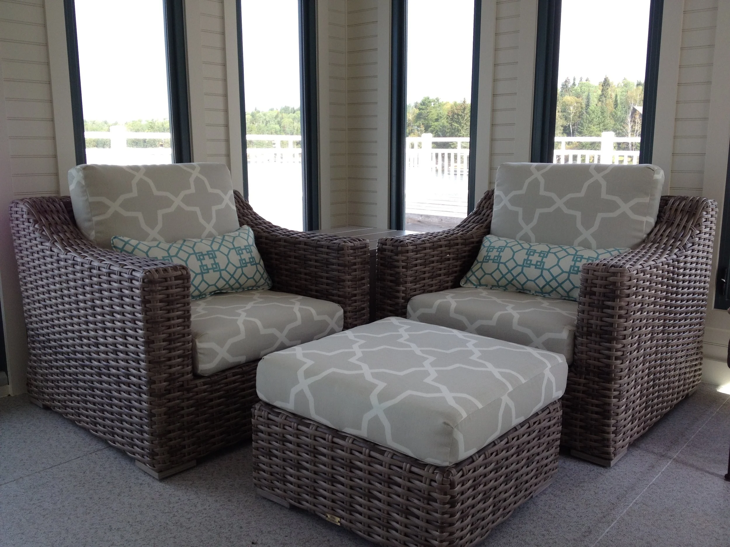 custom cushions on outdoor wicker