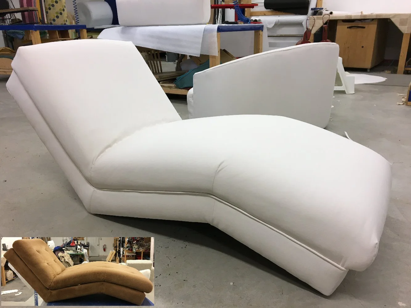 white cotton chaise
