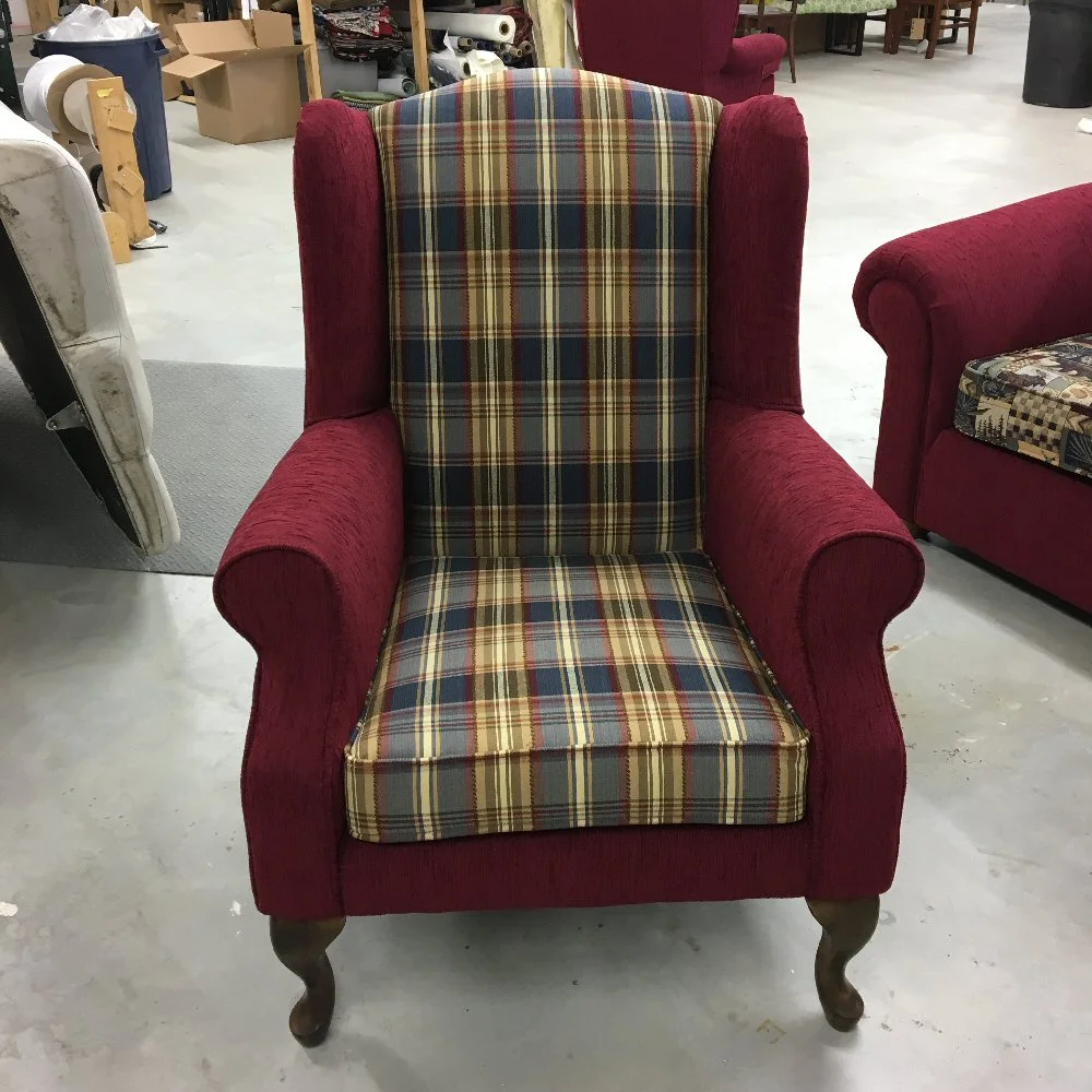 two tone plaid chair