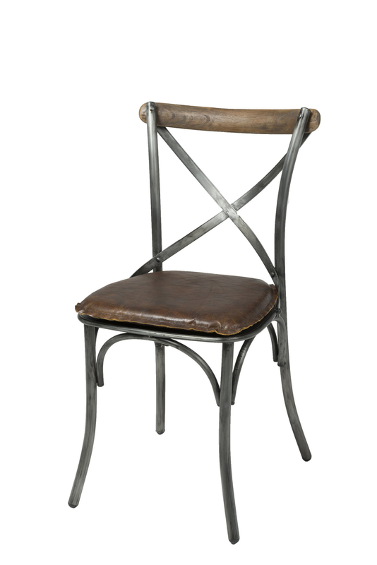 Metal X back side chair
