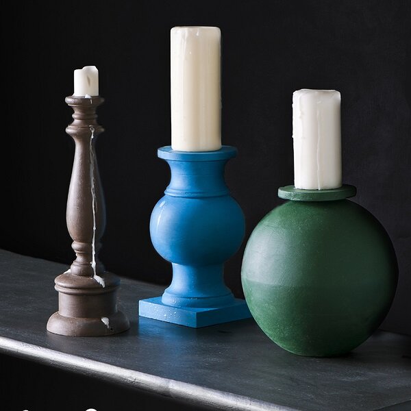 Candle bases in Amsterdam Green, Giverny, Honfleur, Wall Paint in Graphite image 1.jpg