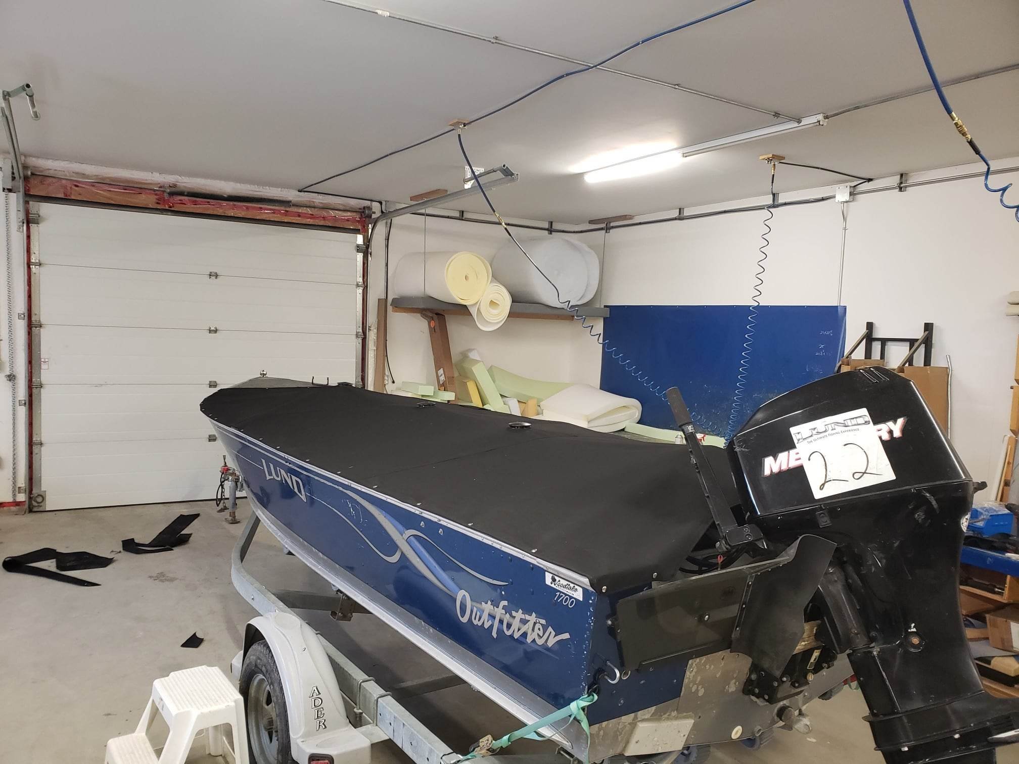 Mooring Cover on flat fishing boat