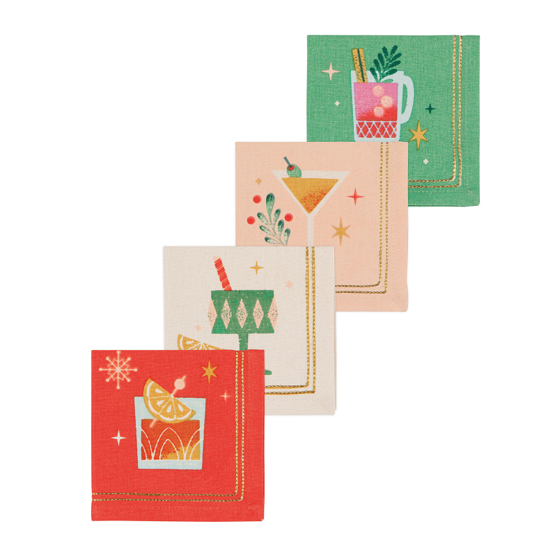 Spirits Bright Christmas Cocktail Napkins Set of 4