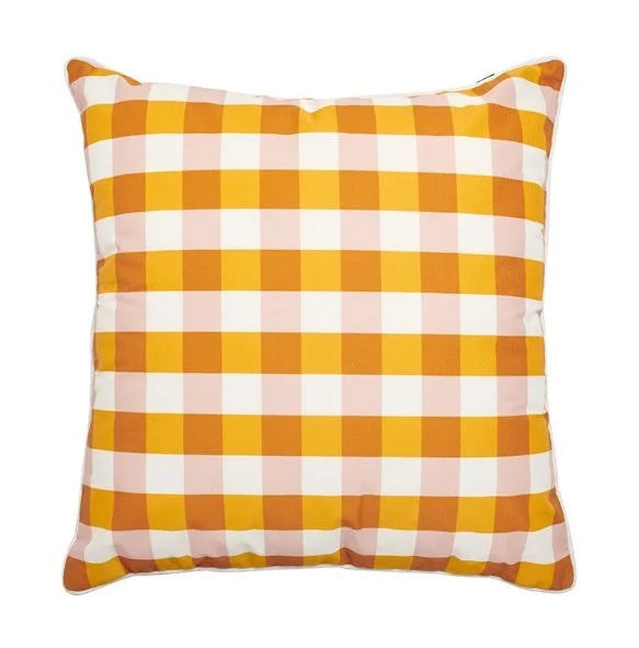 Butterscotch Gingham Outdoor Cushion