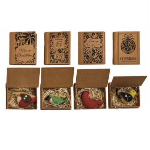 Book Boxed Bird Ornament