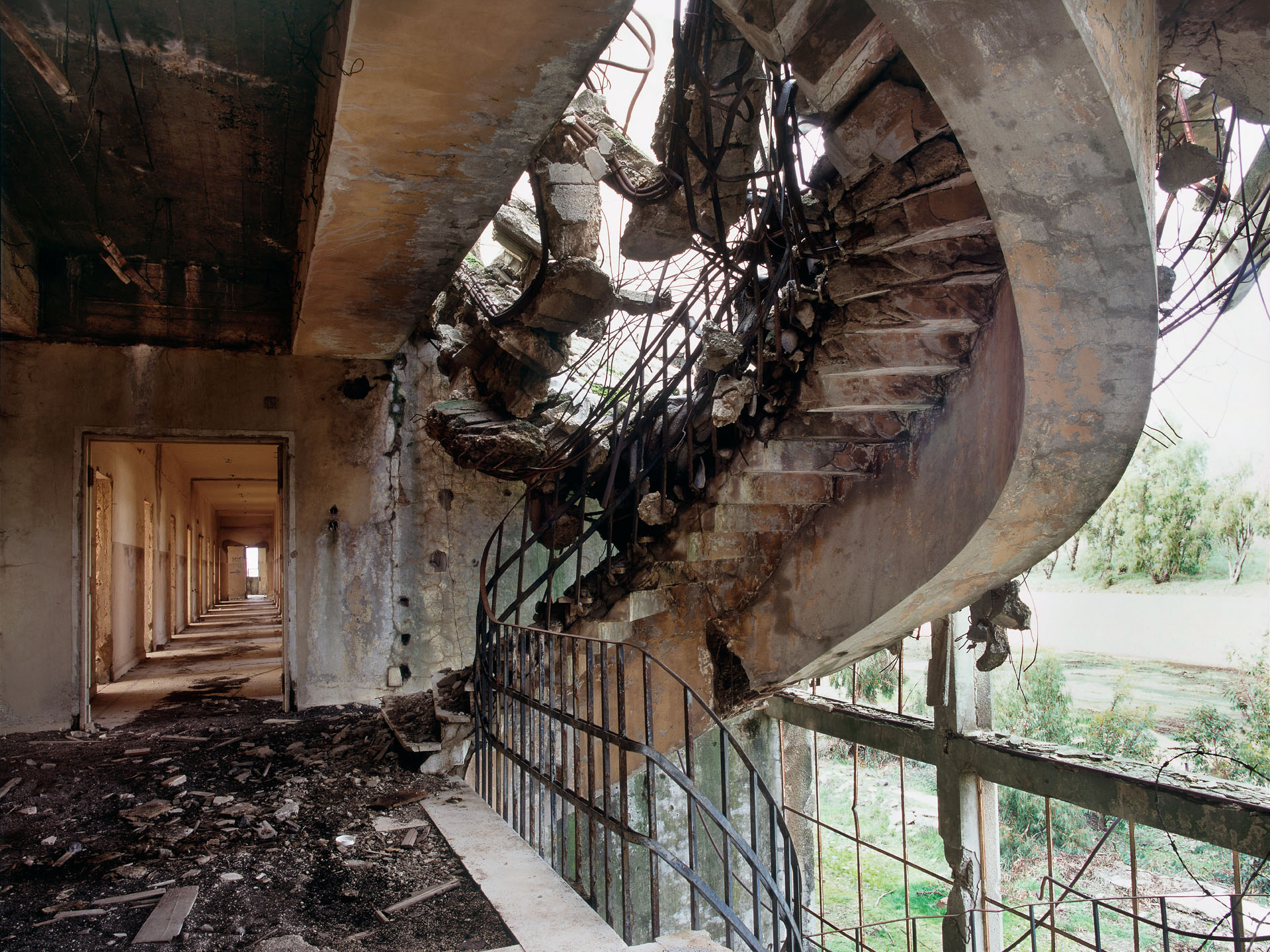 Stairs, destroyed UN base, Kuneitra, Israel/Syria border, 2005