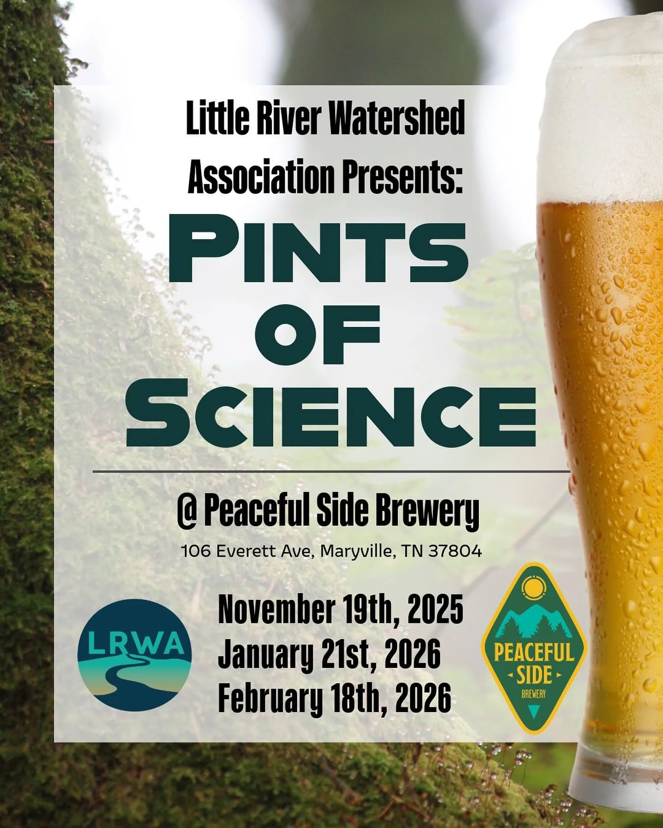 Exciting news! We have a brand new speaker series coming to @peacefulsidebrewery starting this fall. 

Come out to learn about ongoing conservation efforts in our community in surrounding areas, ecology, recreation types, and the power of environment
