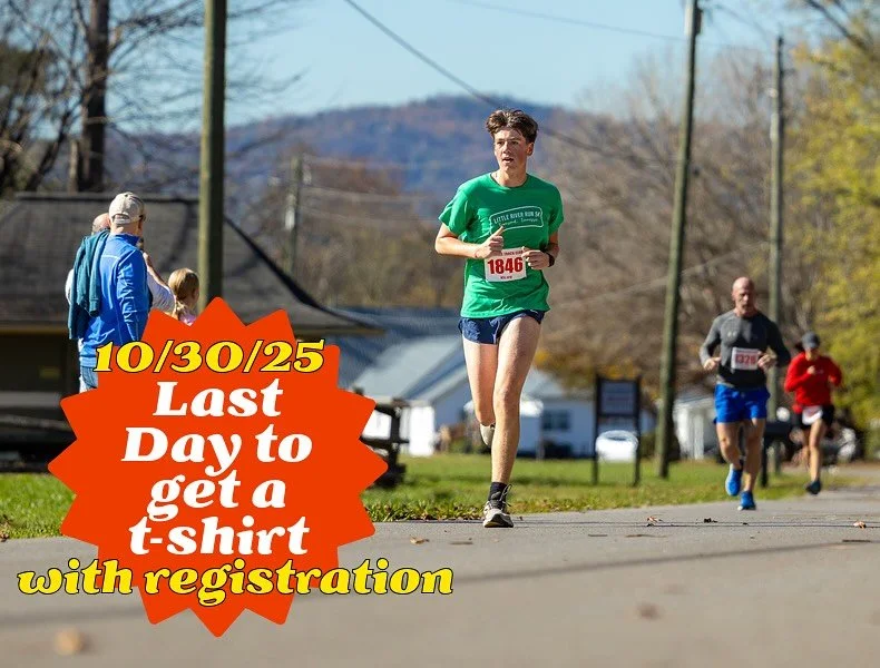 Sign up for the Little River Run 5k by the end of the day today to get a race t-shirt. We have an all new design this year! 
Link in bio to register.
𓆝 𓆟 𓆞𓆝 𓆟 𓆞𓆝 𓆟 𓆞𓆝 𓆟 𓆞𓆝 𓆟 𓆞
#run #runclub #knoxrace #5krun #peacefulsideofthesmokies
