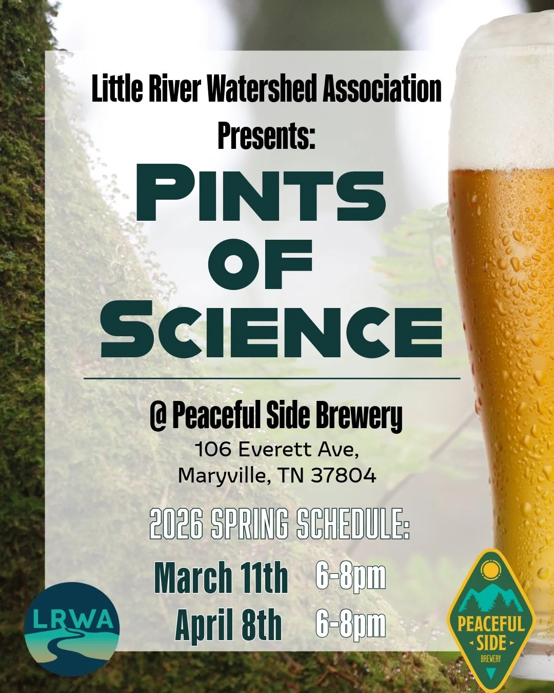 We've got a whole new season of Pints of Science ahead of us this Spring! 

Come out to learn about ongoing conservation efforts in our community in surrounding areas, ecology, recreation types, and the power of environmental education&mdash;and enjo