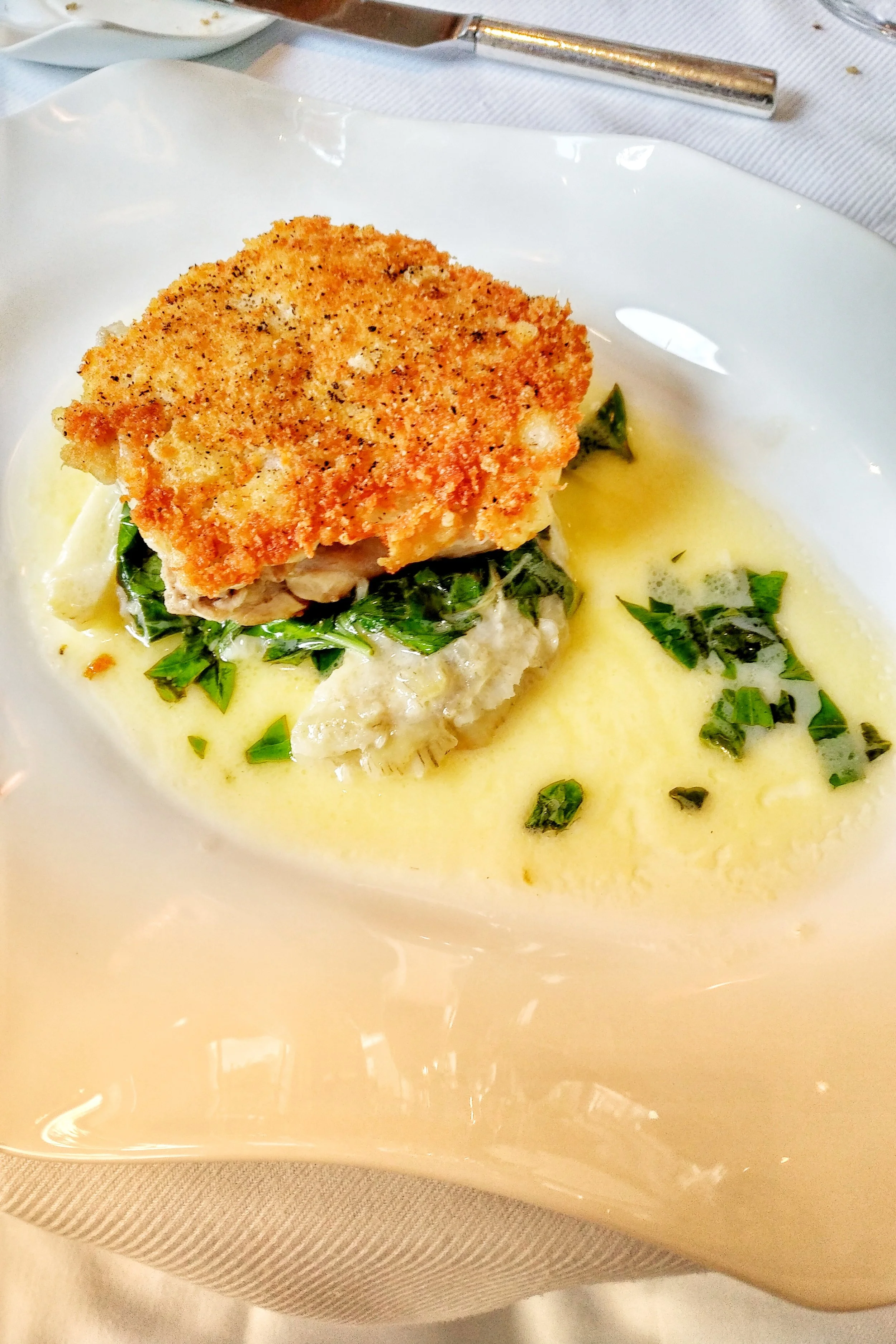 Parmesan crusted organic chicken confit
