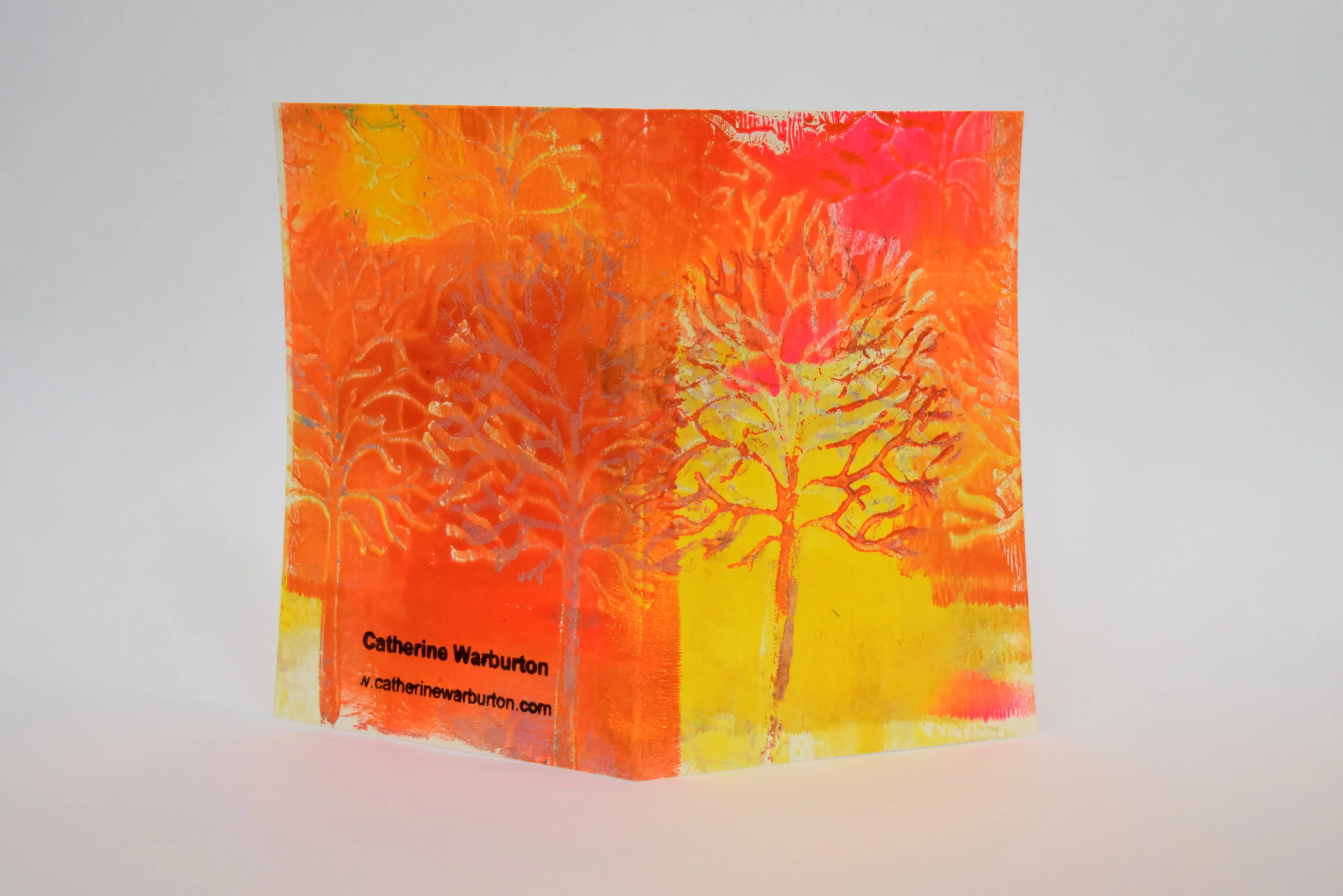 Gelli printed card in Tree design