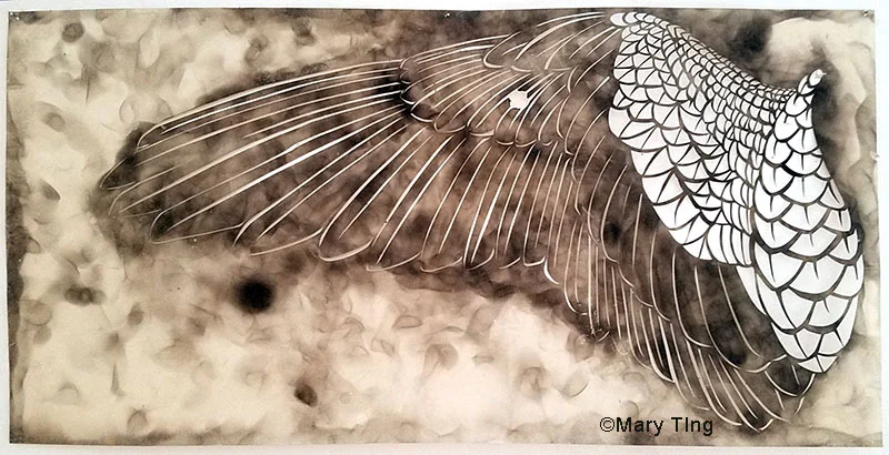 Image above: Mary Ting, BAM! So sorry, cut paper and soot on paper.
