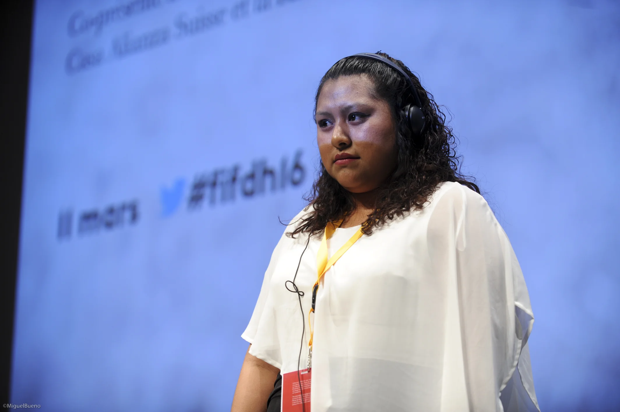 Astrid at the 2016 FIFDH in Geneva. ©Miguel Bueno, FIFDH