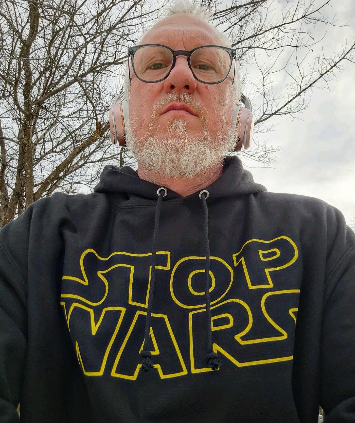 Stop Wars 
with @bullsbard 
.
Black Hooded Sweatshirt