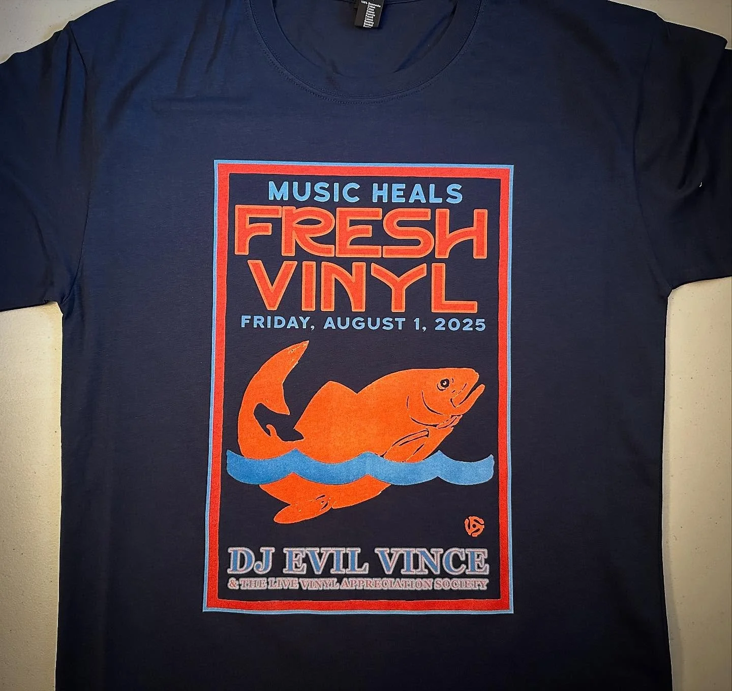Shipped : Music Heals Fresh Vinyl 
Navy Blue Tee 
.
@evilvincephoto