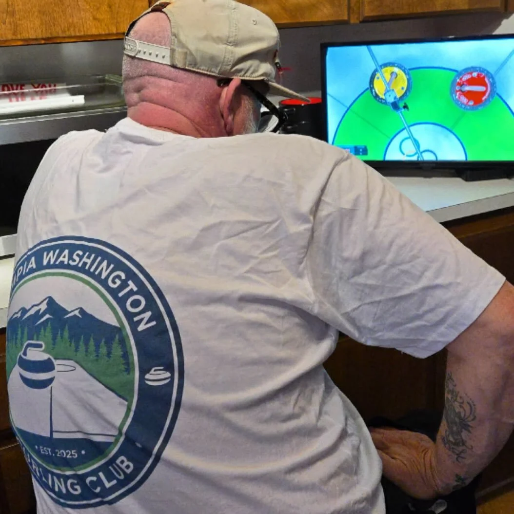 Custom -
Olympia Washington Curling Club 
@eberticusmaximus 
.
While it&rsquo;s Super Sunday, it&rsquo;s also Olympic Time .
ERAWK catching some Olympic Curling with his custom Olympia Curling Club Tee 😁👊🏽❤️