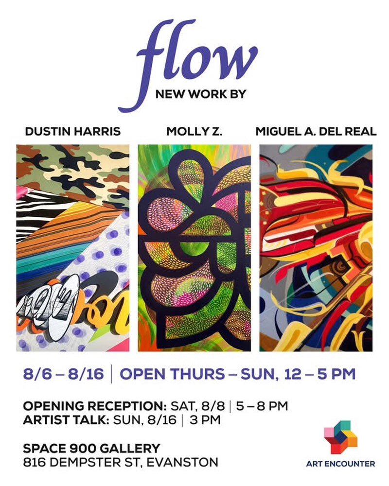 Space 900 Gallery 
Evanston . Thru August 16 
@space900artists @art.encounter 
.
Please check @dustin4.0 
Artist &amp; DJ extraordinaire