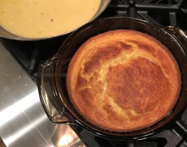 The Edna Lewis spoon bread final result. I could have removed it from the oven a bit earlier I think. 