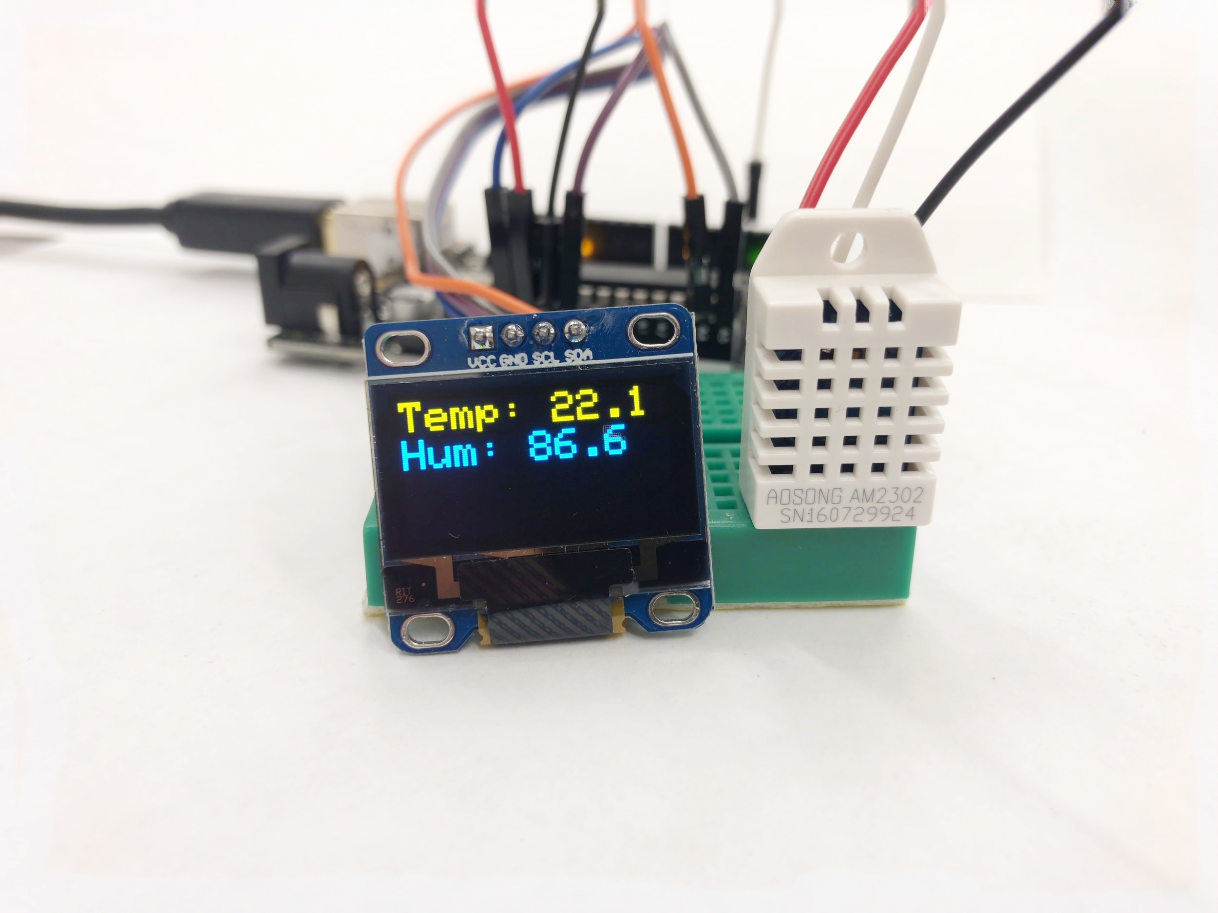 Arduino I2C OLED Display - Temperature and Humidity Display (SSD1306) —  Maker Portal
