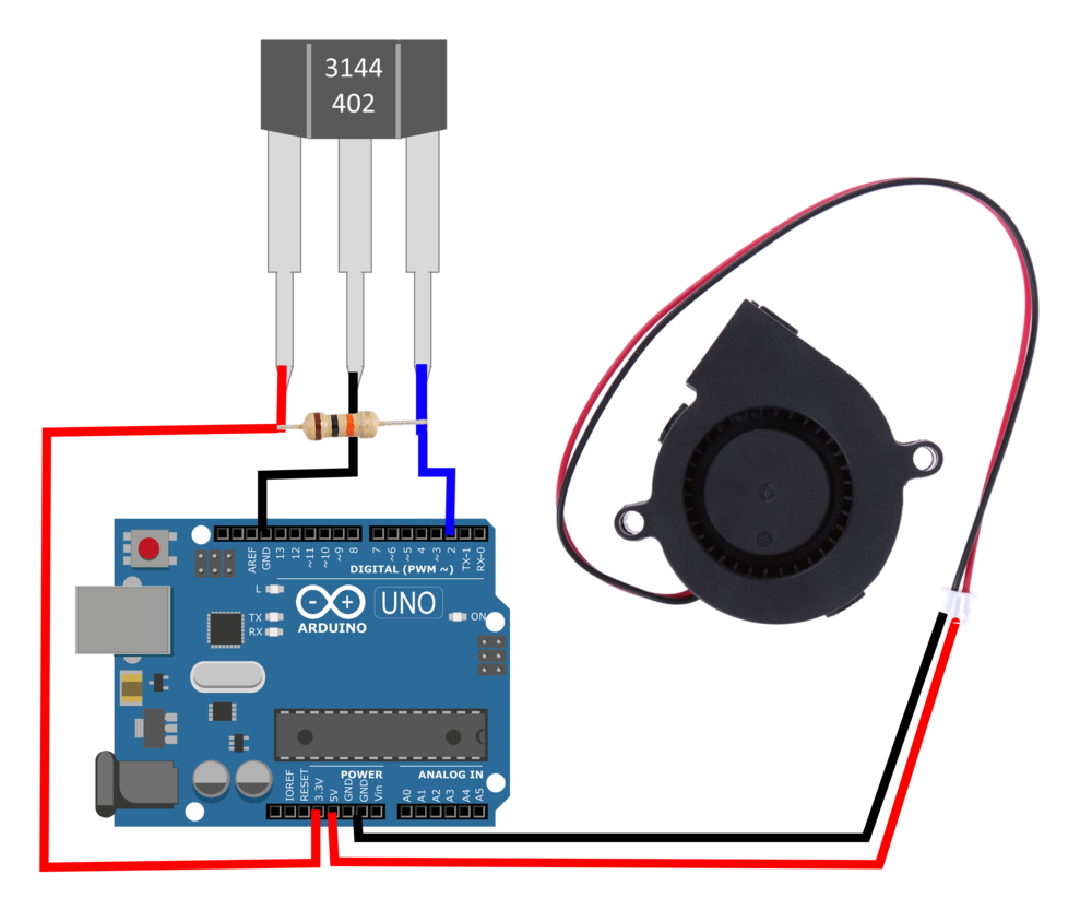Styre Bøde hed Arduino Tachometer - Using a Hall Effect Sensor (A3144) to Measure  Rotations from a Fan — Maker Portal
