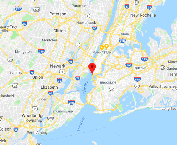 Coordinates for nearest pixel to New York City aboard the GOES-R satellite