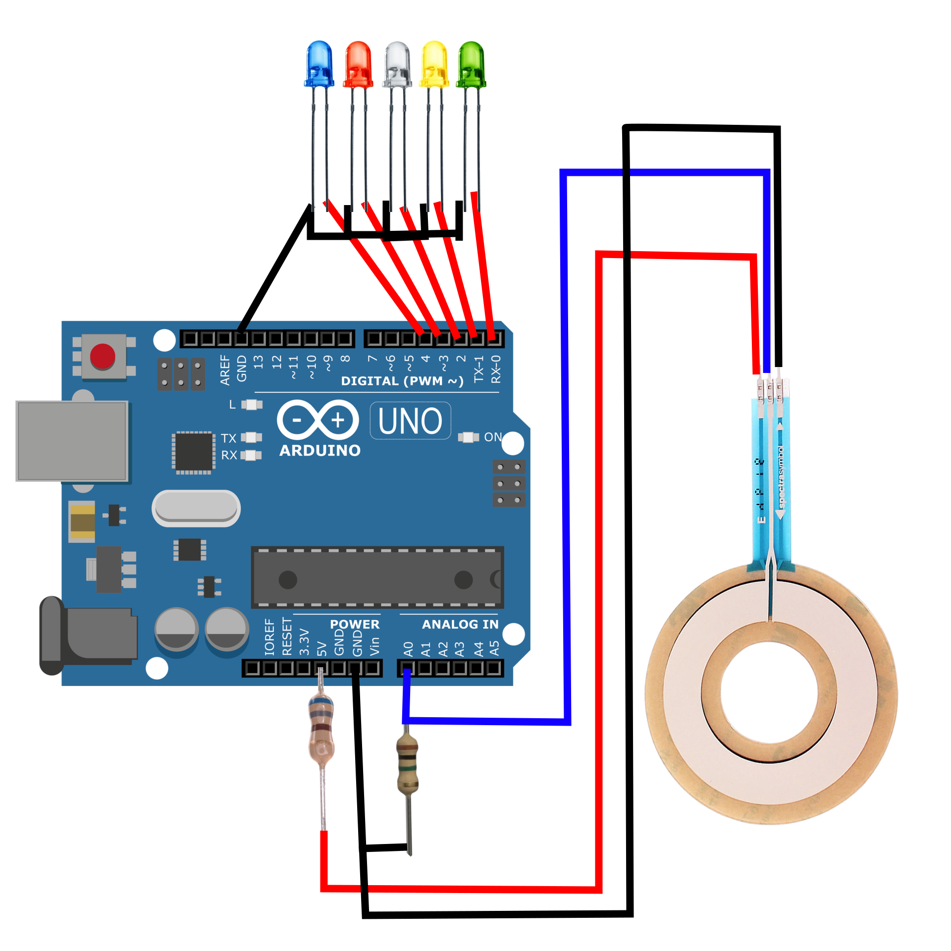 Arduino SoftPot LED Meter (Membrane Potentiometer)