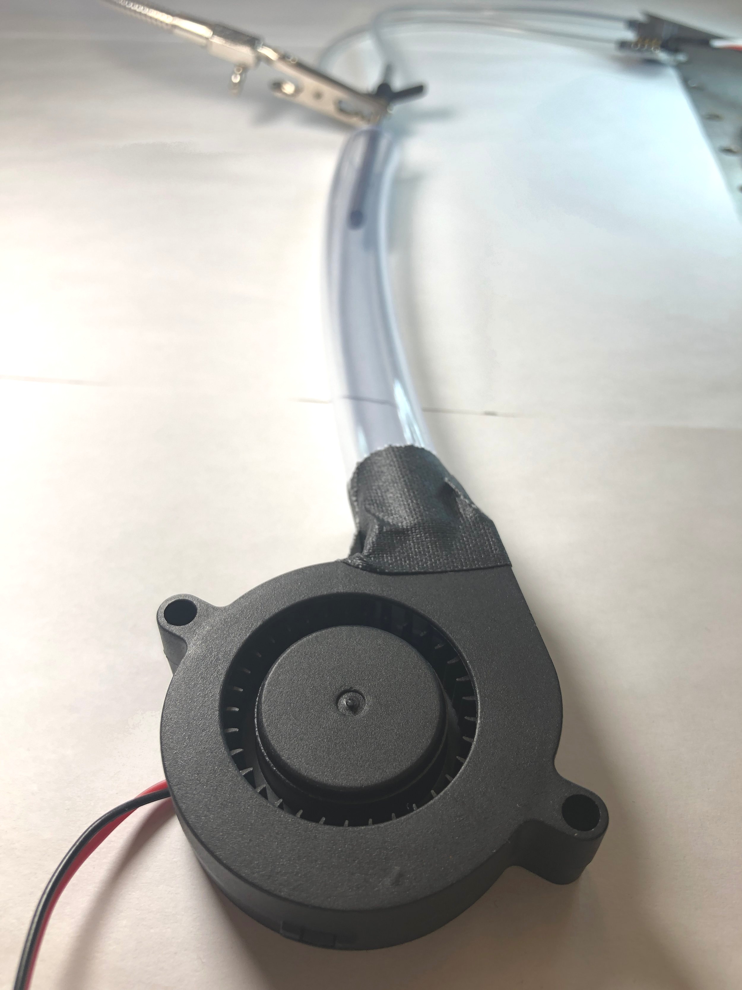5V Blower fan connected to acrylic tube