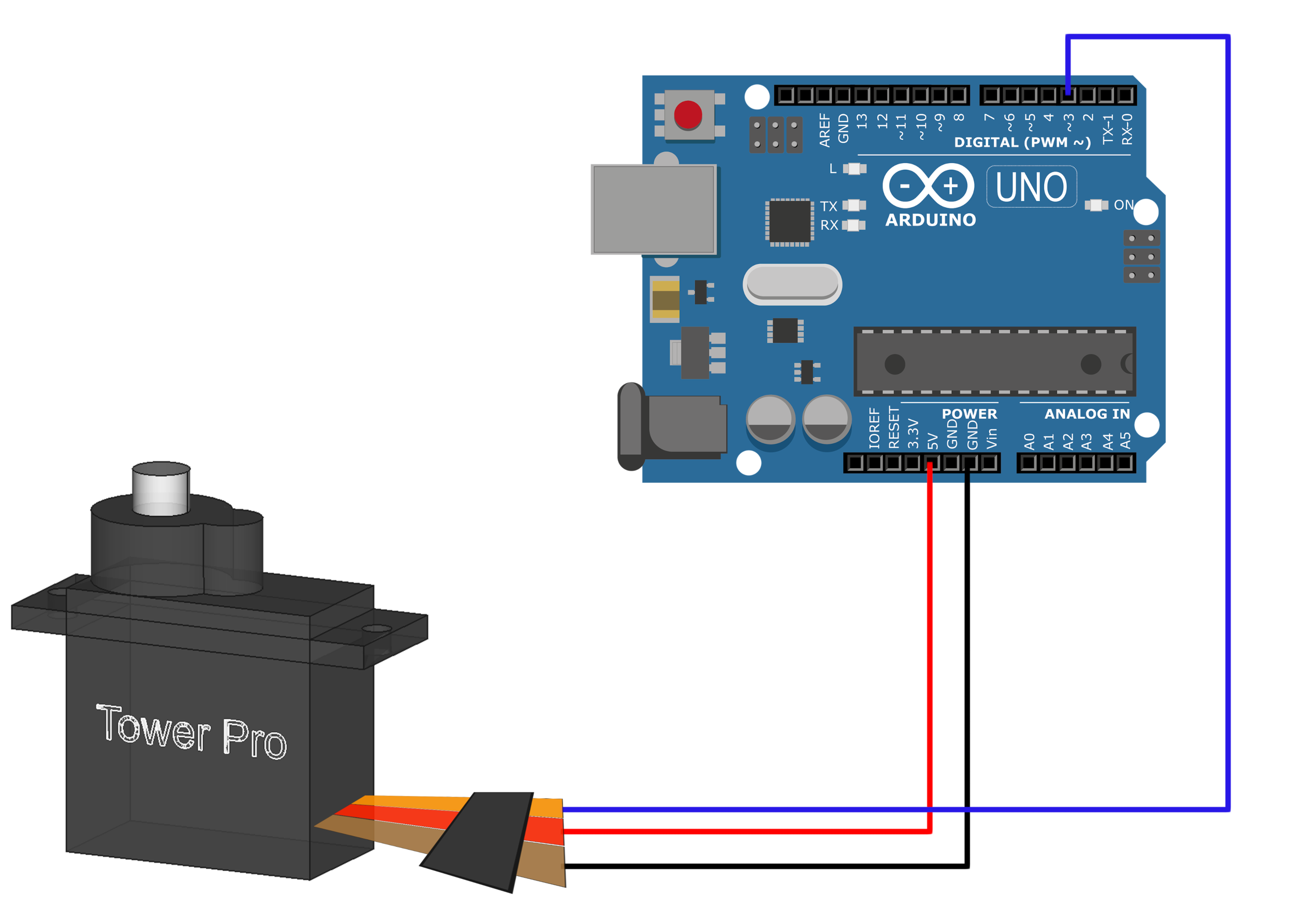 Servo Motor Control with Arduino - Simple Circuit