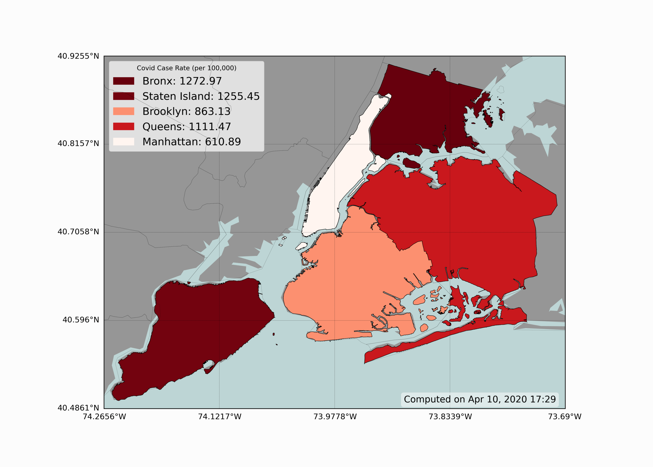 Geographic Distribution of COVID-19 Rates by NYC Borough