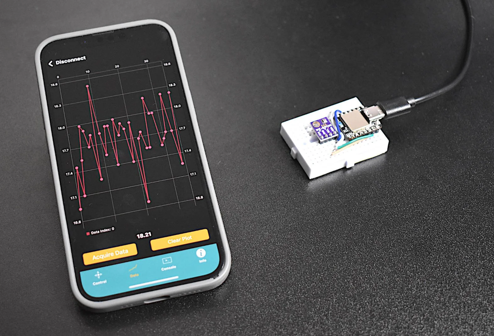 Arduino Sensor Data Logging and Visualization on iPhone