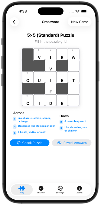 Crossword Dash Game