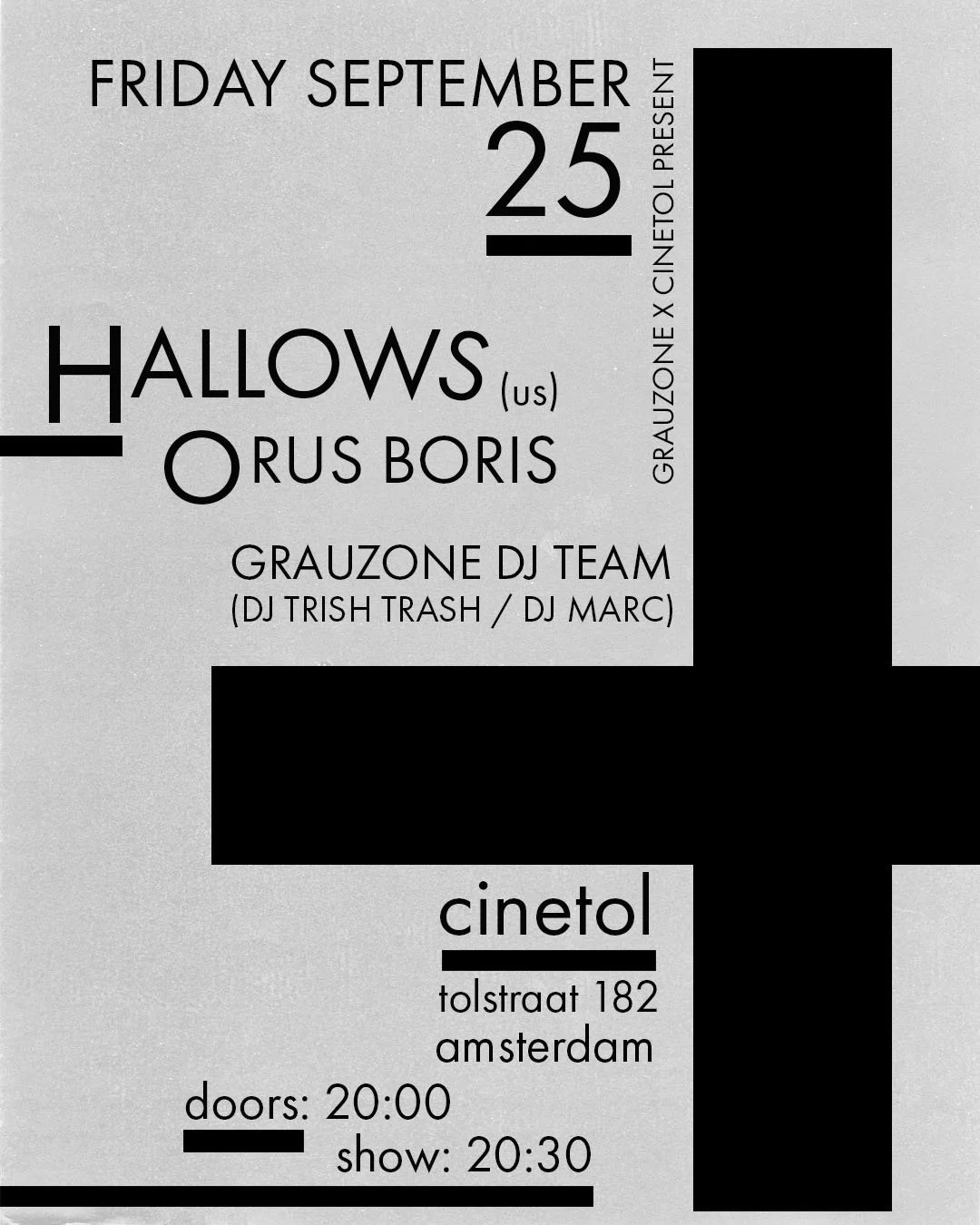 HALLOWS + Orus Boris + Grauzone DJ team 