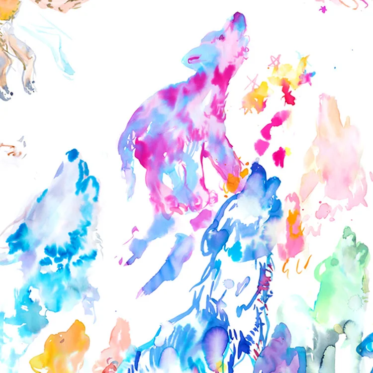 Copy of Copy of Copy of baby wolves howling art print detail