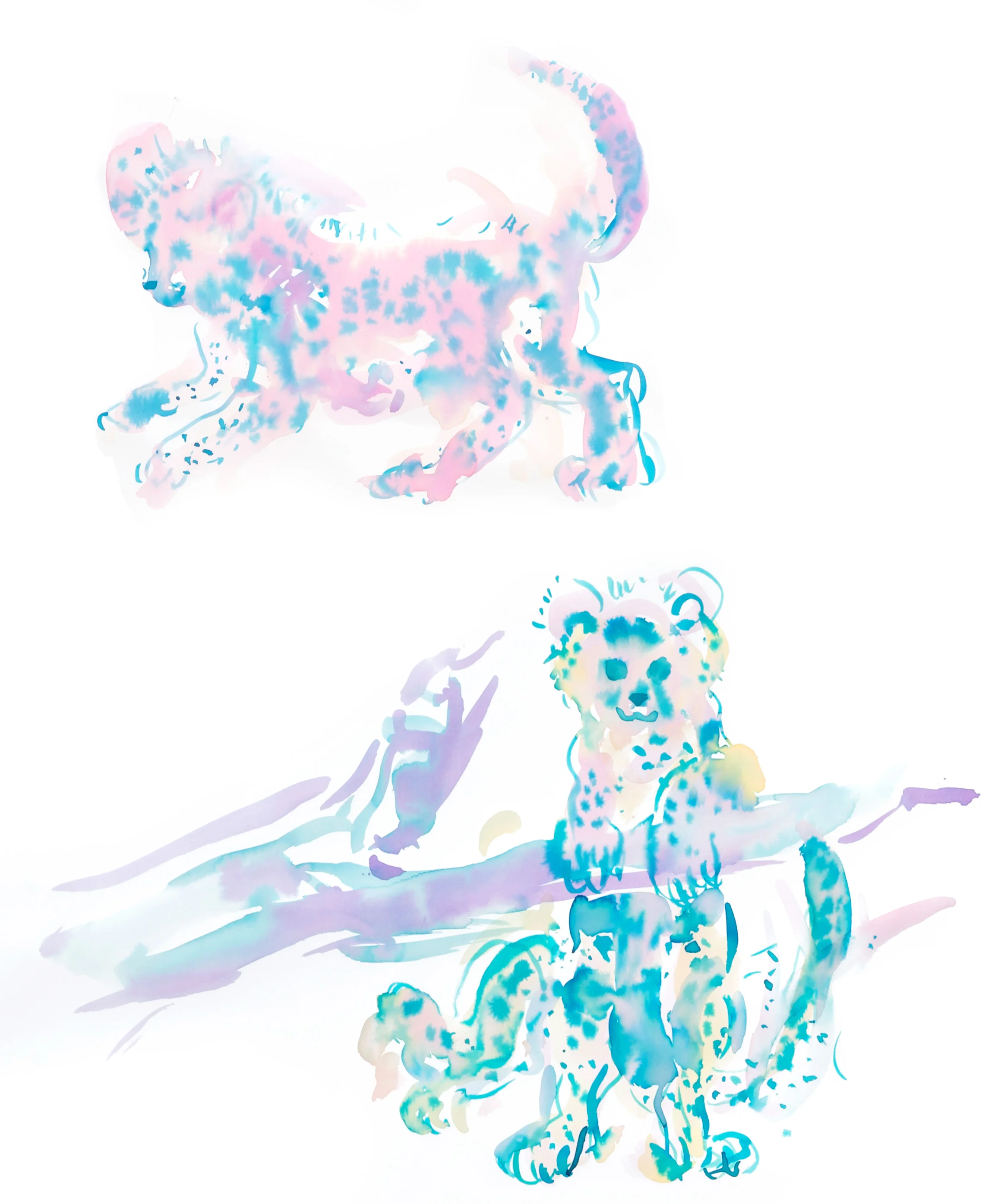 Copy of baby cheetahs mural wall art detail