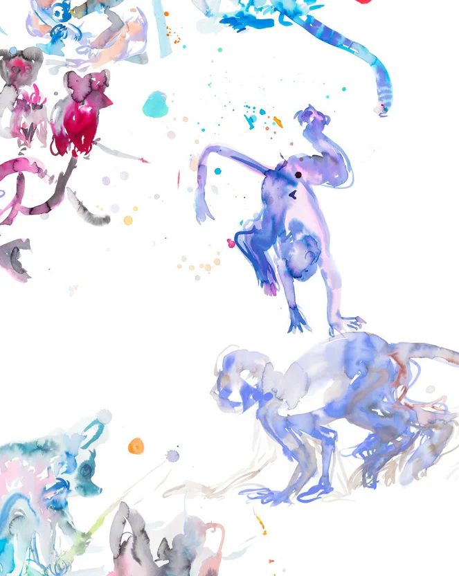 Copy of monkeys playing Art Print detail