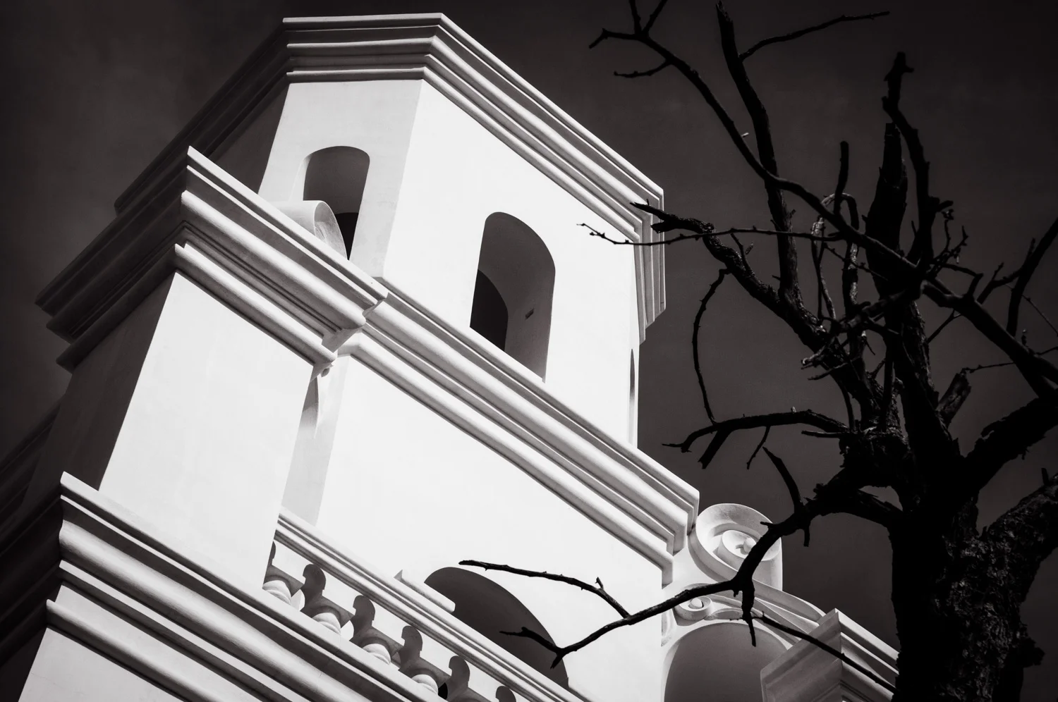 Black and White Mission St Xavier del bac, Tucson, AZ