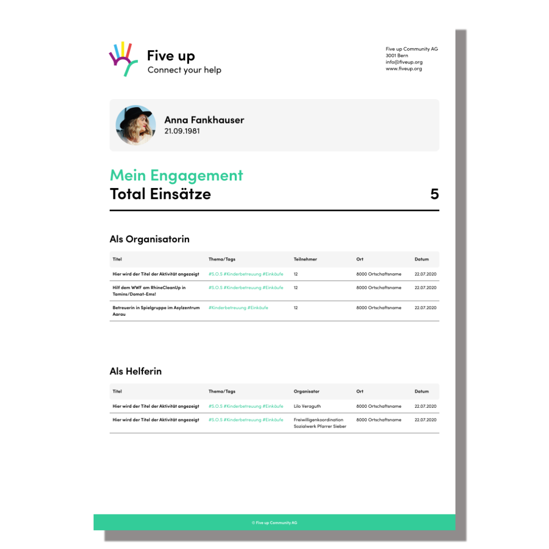 29. Oktober: Zeige dein Engagement dank «Five up» auf eine neue Weise!