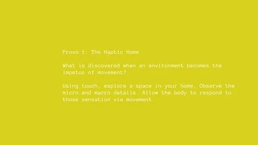 Hey Modern Movers, Let&rsquo;s connect with curiosity, humor and practice once more. Since we cannot be together in the studio, let&rsquo;s make home our lab. Video yourself, tag/dm your creations. I&rsquo;ll post prompts every week. &ldquo;Provo 1&r