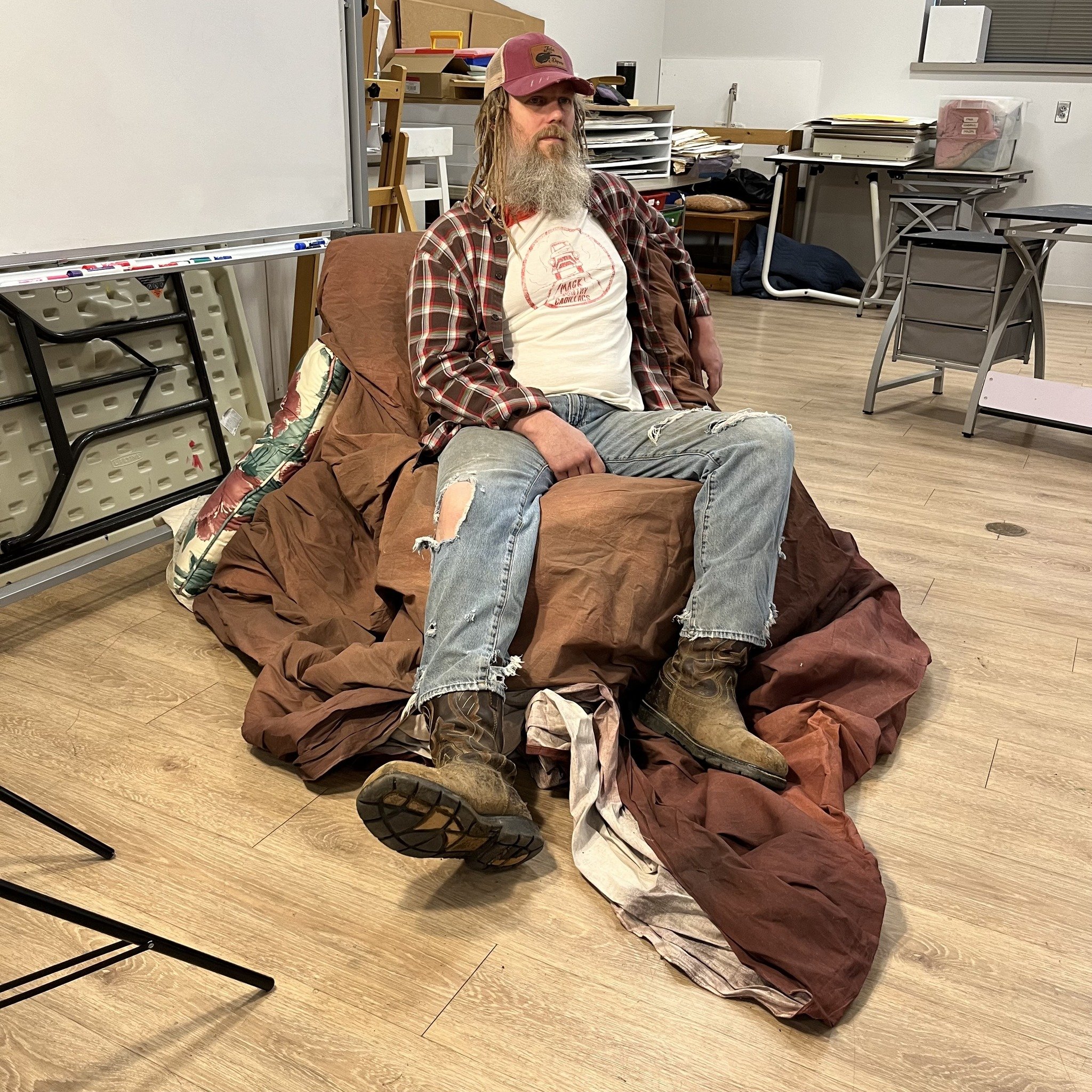 Big thanks to Joey for modeling for our artists today! Keep an eye on our social media pages for the resulting artwork tomorrow.
---
If you would like to participate in Friday Morning Art Sessions remotely, feel free to draw or paint this week's mode