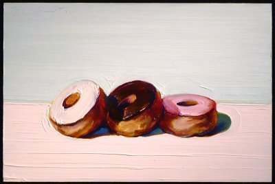Happy National Donut Day! 🍩

West Coast Pop artist Wayne Thiebaud painted all kinds of sweet delights and delectable treats, including donuts -- enjoy!
---
🖼: &quot;Three Donuts&quot; by Wayne Thiebaud (1920-2021), Oil on canvas (1994)

---
#art #a
