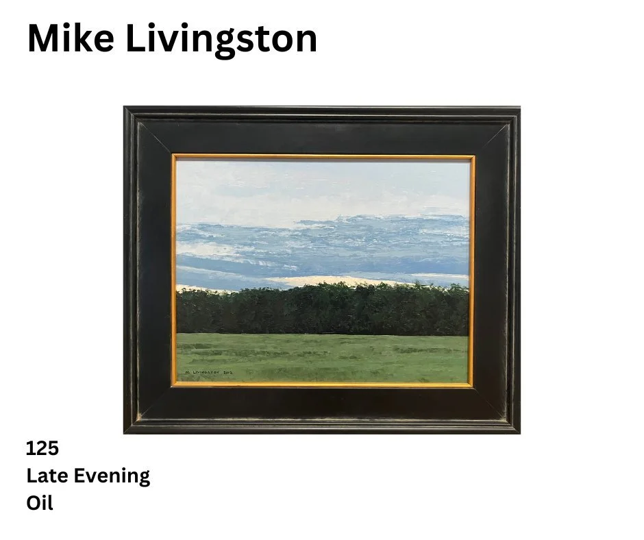 Mike Livingston is a featured artist from our upcoming 2025 Autumn Consignment Art Auction.
Auction artwork will be on display in our Main Gallery now through October 18th. The artwork is also viewable on our website at https://www.hutchinsonartcent