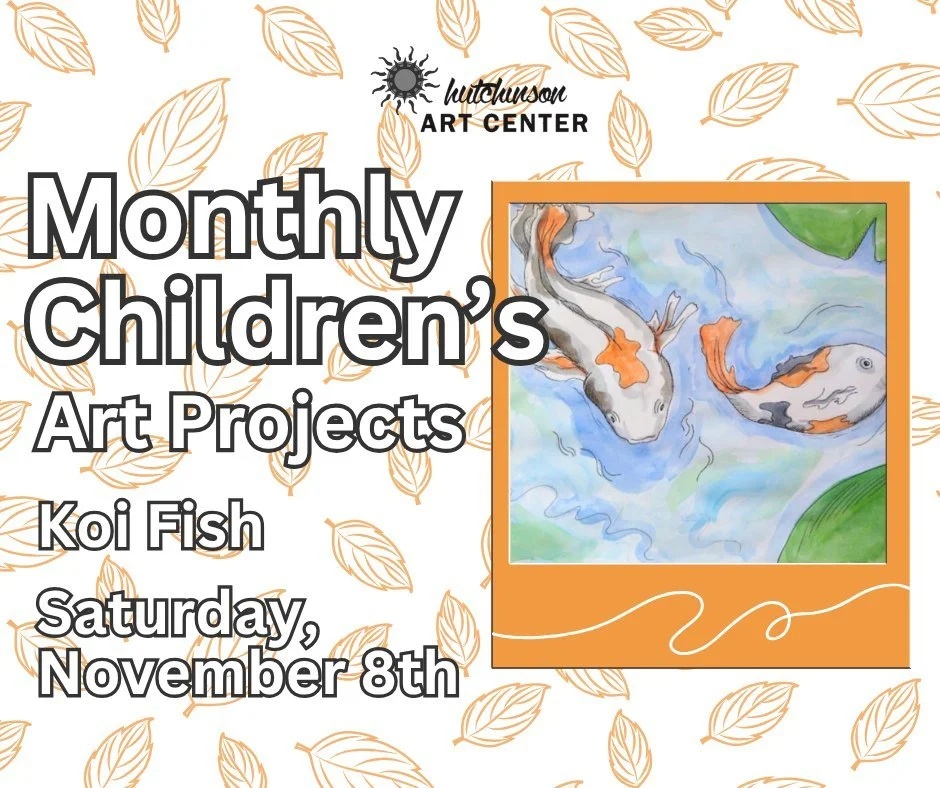 Join us at the Hutchinson Art Center for Monthly Children’s Art Projects, led by artist and educator Beckie Vega!
These make-n-take art classes are an opportunity for children aged 6 through 12 to create their own work of art! Students will me