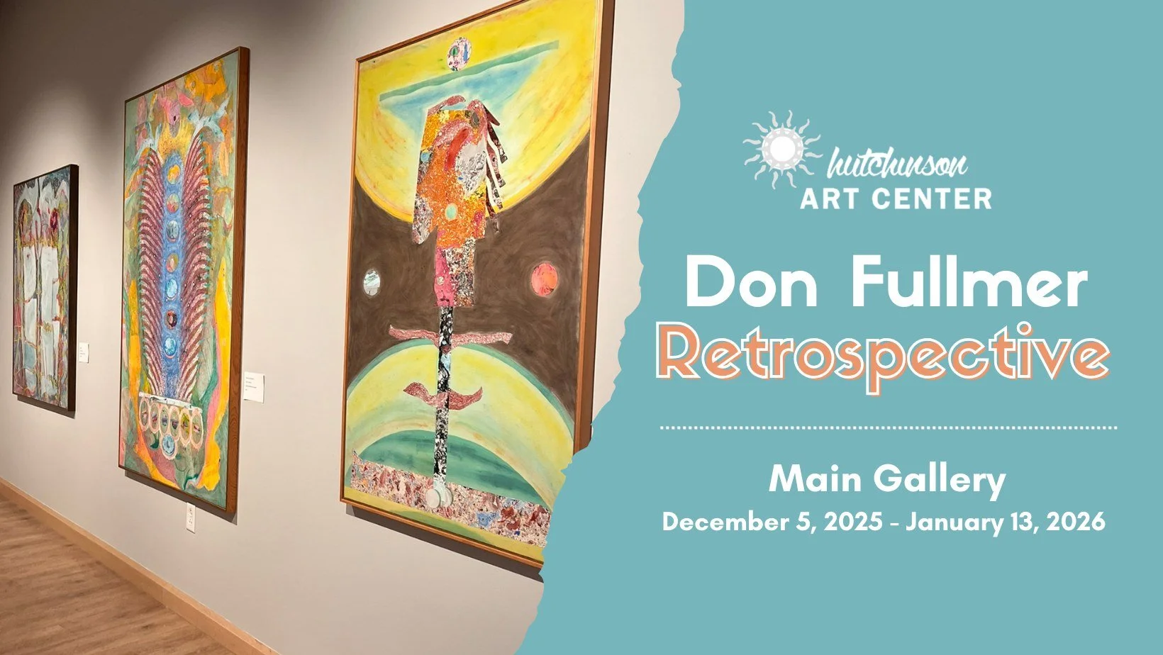 Join us at the Hutchinson Art Center on Friday, December 5th from 5:00 to 7:00 PM for a reception showcasing the exceptional work of Don Fullmer. You can also check out the exhibition of beautiful photography by Francis C. Hawks in our Front Gallery.