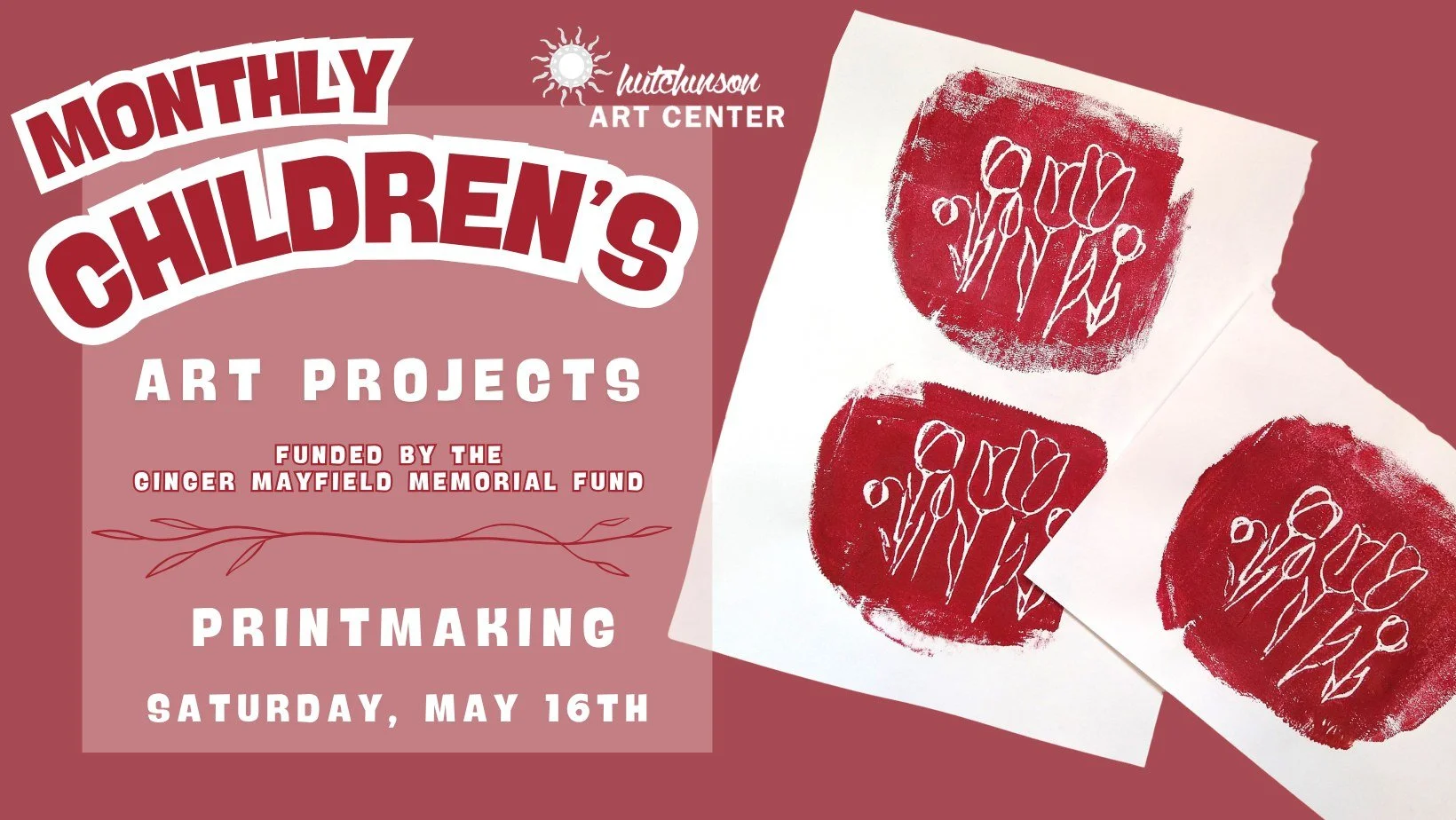 Join us at the Hutchinson Art Center for our Monthly Children&rsquo;s Art Projects, led by artist and educator Beckie Vega!

These make-n-take art classes are an opportunity for children aged 6 through 12 to create their own work of art! 

This month