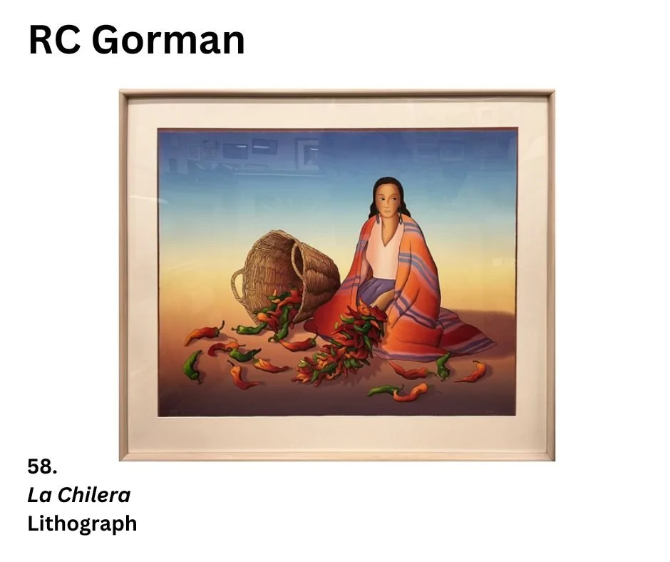 RC Gorman is a featured artist from our upcoming 2026 Summer Consignment Art Auction.

Auction artwork is on display in our Main Gallery May 22nd through the morning of June 6th. The artwork is also viewable on our website at https://www.hutchinsonar