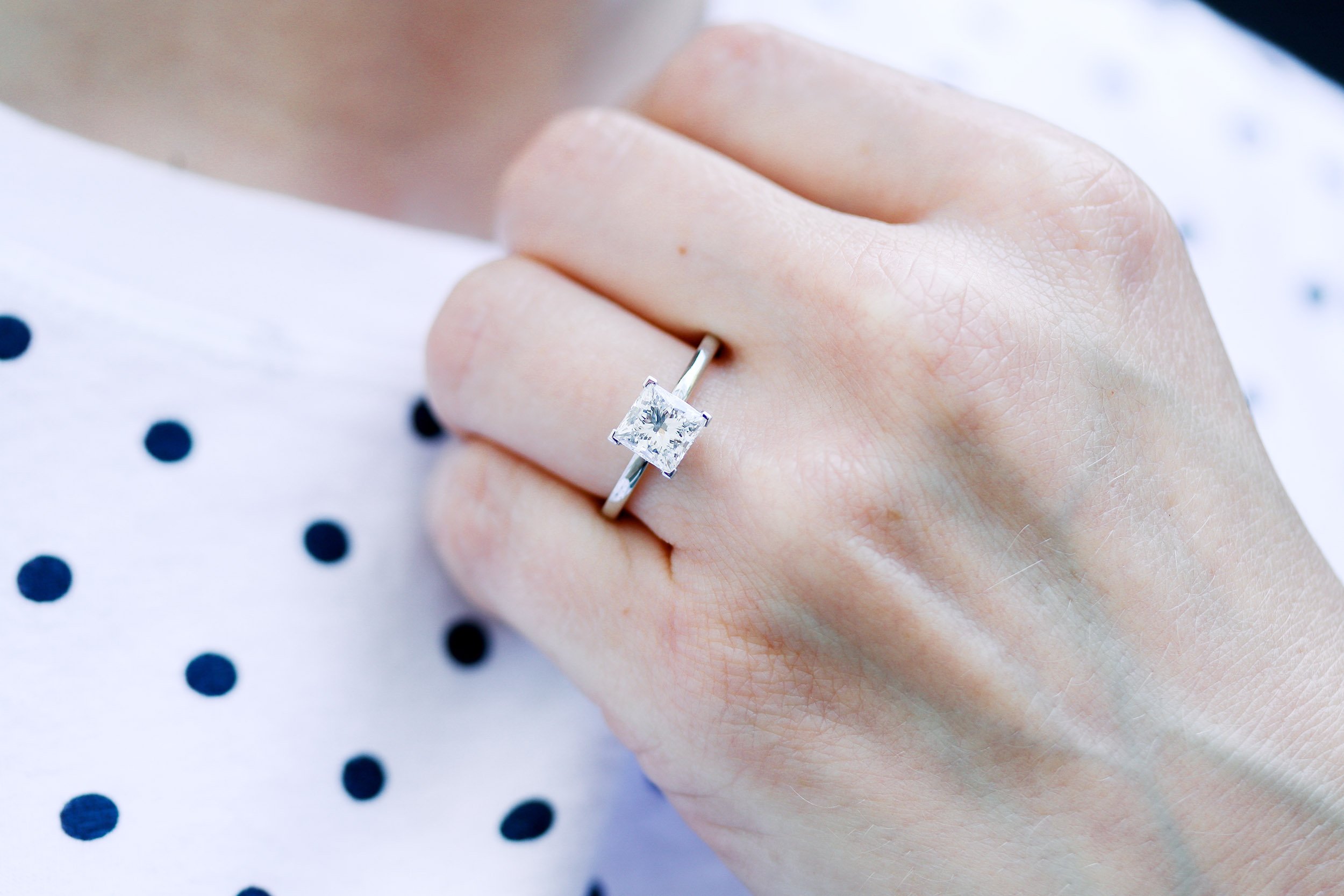 1.75 ct Man Made Diamond Ring 14K white Gold Princess Cut Engagement Ring size 5 