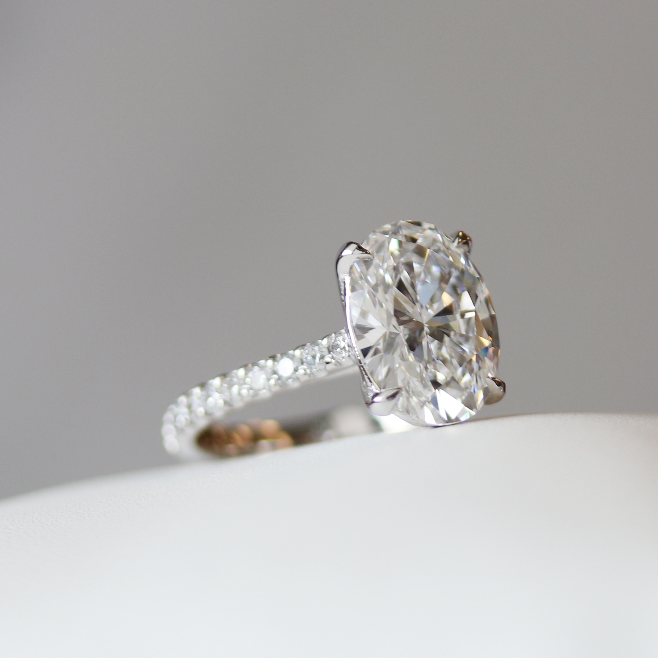 3 carat lab grown oval diamond engagement ring by Ada Diamonds