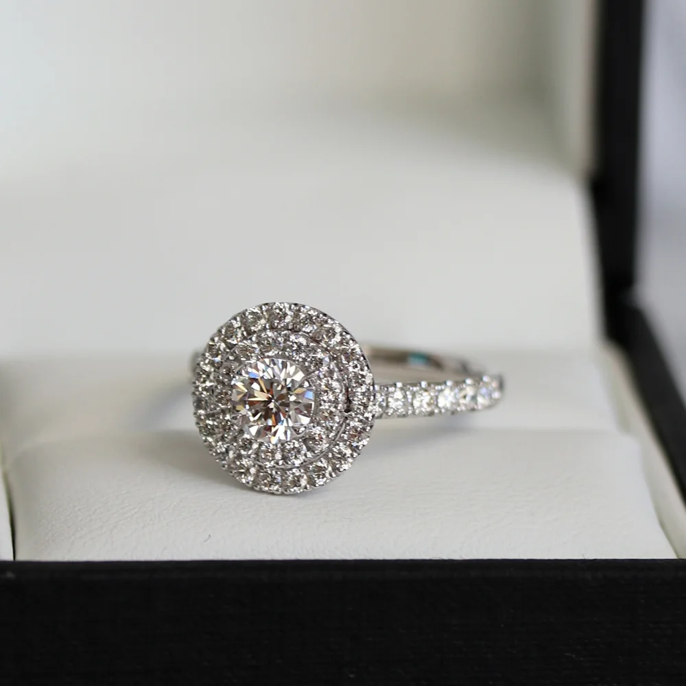 double halo lab grown diamond engagement ring g